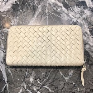 Cream Woven Multi Section Zip Wallet